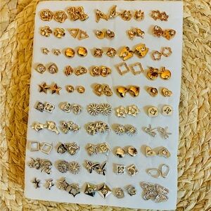 50 Pair Chic Gold and Silver Earring Set